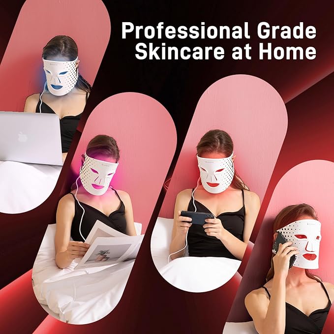 Red Light Therapy Mask for Face - 3 Light Modes, Ultra-Soft Comfort, Precise wavelength, Professional LED Face Mask Light Therapy for Skin Rejuvenation, Anti-Aging & Acne Treatment, Home Use
