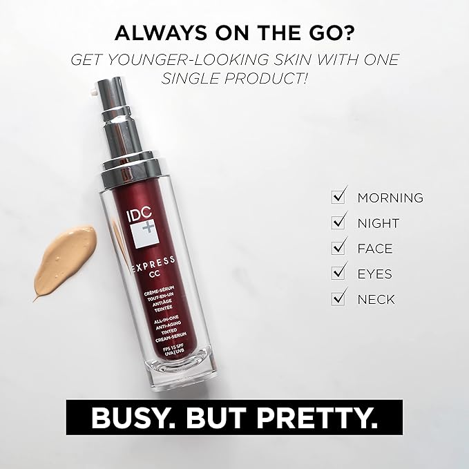 IDC Dermo Express Tinted CC SPF 15 with REGEN(16) Anti-Aging Technology | Daily Moisturizing Cream for Face, Eyes, & Neck | Hydrates & Nourishes Skin, Reduces Wrinkles, Improves Firmness | 1.0 fl oz