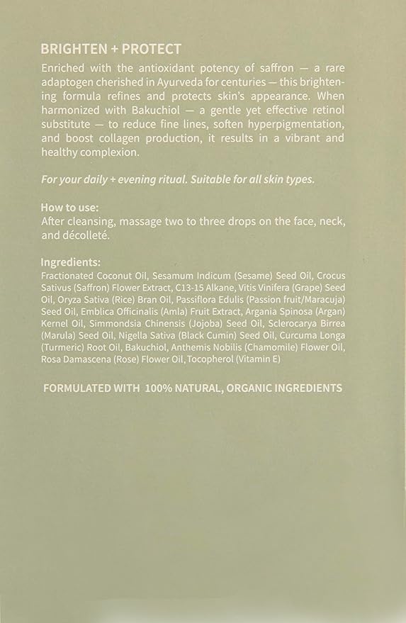 Bakuchiol and Saffron Face Serum - Cruelty-Free Organic Daily Facial Serum for Sensitive, Combination to Oily Skin - 30ML / 1 OZ. Vegan Calming Serum Facial for Brightening and Protection