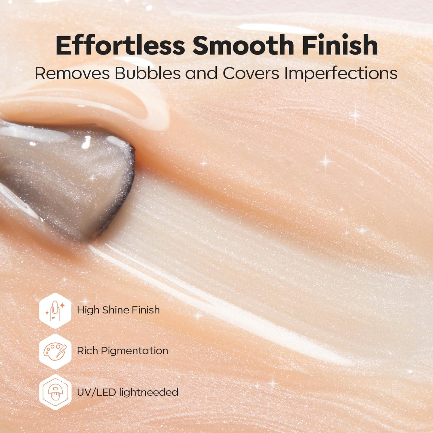 modelones Builder Nail Gel, 8-in-One Gold Shimmer Builder, Champagne Sparkle Glitter Rubber Color Base Gel Polish LED Lamp Cured, Apex Building Strengthener Extension for Home DIY Salon Girls