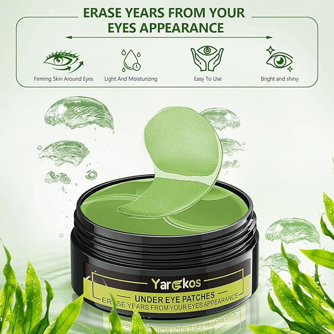 3 Packs 60 Pcs Under Eye Patches, Green+24K Gold+Pink, 30 Pairs Undereye Mask for Puffy Eye Dark Circle Treatment, Collagen Gel Pads Hydrating for Eye Bag Puffiness Wrinkle, Women Men Beauty Skin Care