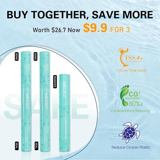 Lash Glue Kit (1Clear 1Black Glue 1Remover) 150Hours Waterproof Bond & Seal Adhesive for Cluster Strip & Individual Lashes, Hypoallergenic Gentle Formula for Sensitive Eyes, Easy to Remove