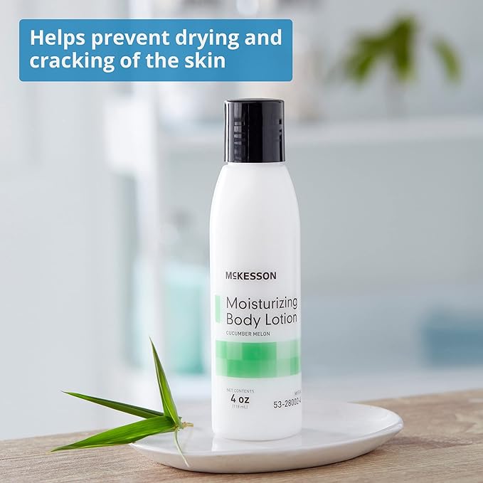 McKesson Hand and Body Lotion for Fragile Skin - Moisturizes Dry, Cracked Skin - Cucumber Melon Scent, 4 oz, 48 Count