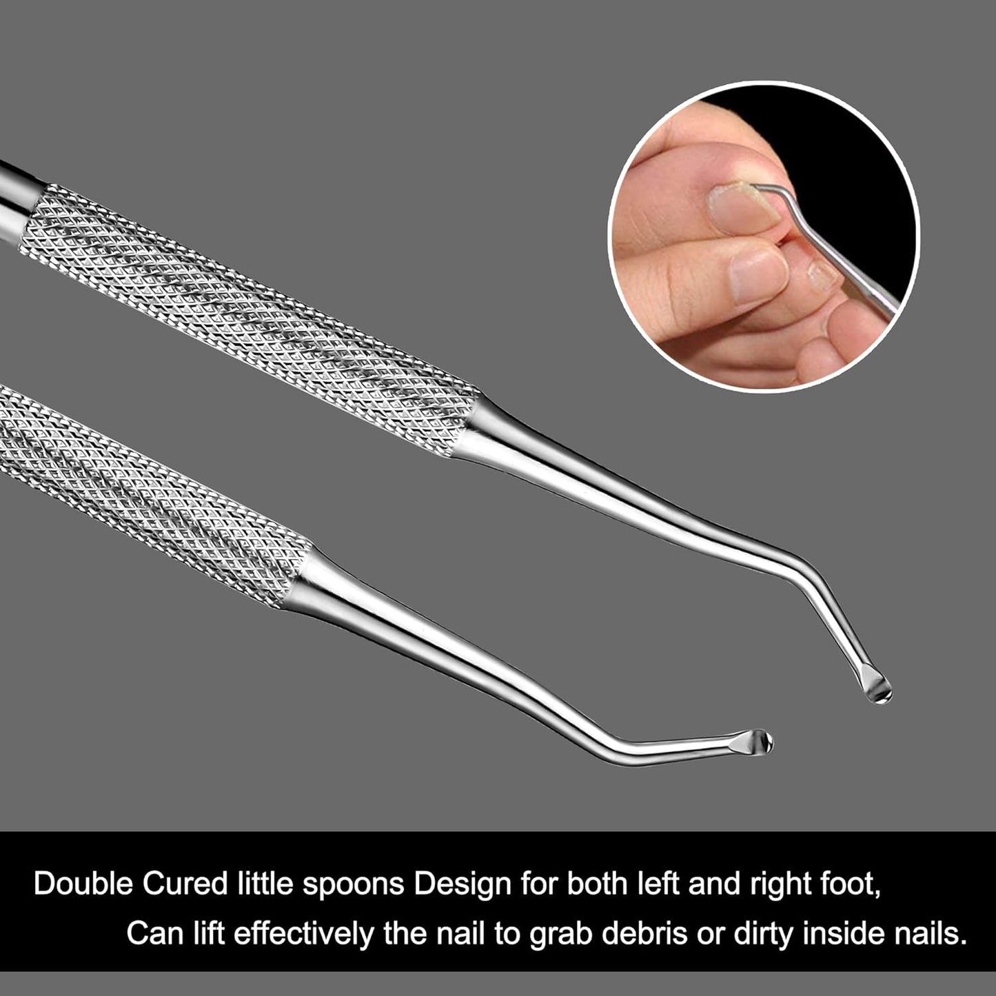 FAMILIFE Ingrown Toenail File and Lifter, 2pcs Ingrown Toenail Tool Double Sided with Storage Case Professional Corrector 100% Stainless Steel Removal Pedicure Kit