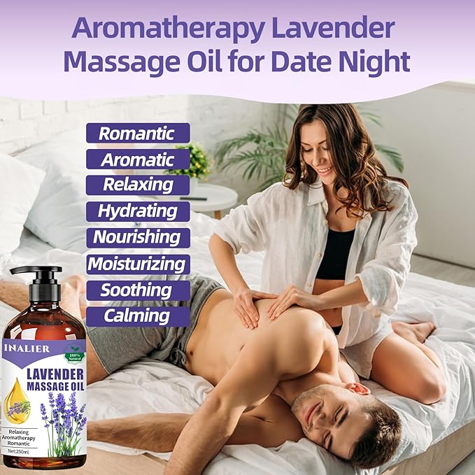 Mothers Day Gifts for Wife,Lavender Massage Oils for Date Night,Massage Oil for Massage Therapy,﻿Lavender Oil with Massage Roller Ball & Thumb Saver Massager,SPA Relaxing Massage Oi for Soothing