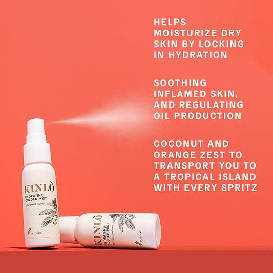 Kinlo Hydrating Golden Mist, 1 fl oz | Face Mist with Coconut Water, Aloe, Witch Hazel, Calendula | Facial Spray Mist Hydrating Toner Mist | Black Owned Skincare 1 fl oz