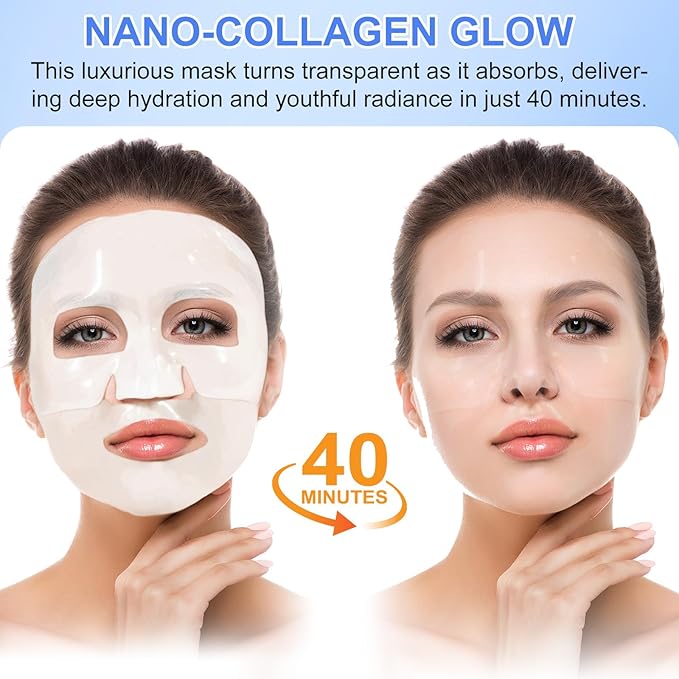 Collagen Face Mask 6P, Collagen Hydrogel Mask, Moisturize, Firm & Enhance Skin Vitality, Pore Minimizing, Elasticity Improvement 6 Packs