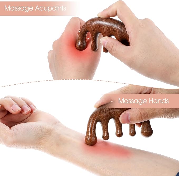 Wooden Scalp Massager, Hair Growth Comb for Scalp Gua Sha, Wood Head Massager with Wide Tooth for Hair Care, Wooden Scalp Comb Loc Comb for Women Men, Handmade Head Massage Tool