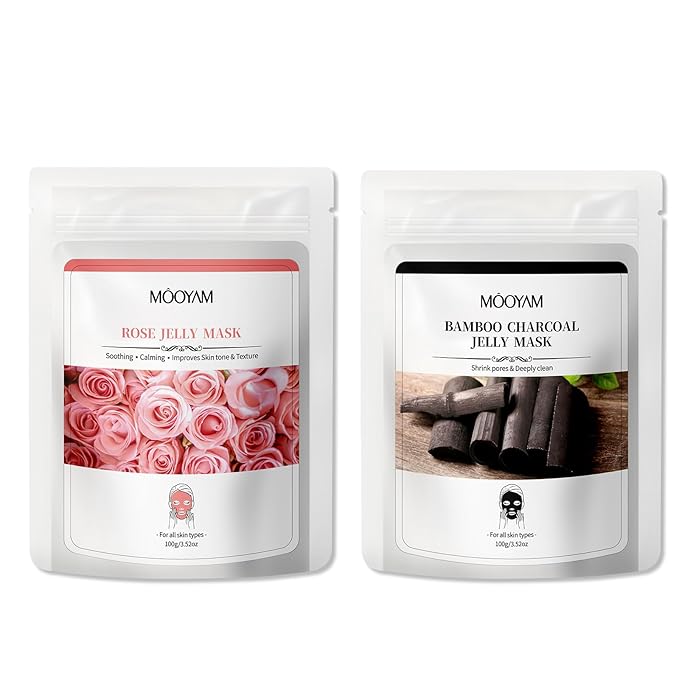 Peel-Off Jelly Mask Hydrating Cleaning Mask Spa Easy DIY Home Spa, Hydrating Icy Jelly Mask For Skin ROSE+Bamboo Charcoal