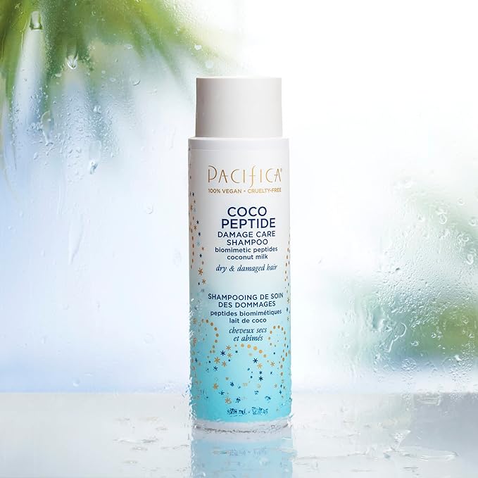 Pacifica Coco Peptide Damage Care Shampoo – Repairing Sulfate-Free Shampoo for Damaged Hair, Split Ends & Breakage, w/Collagen & Peptides Silicone-Free Clean Vegan & Cruelty-Free Dermatologist Tested