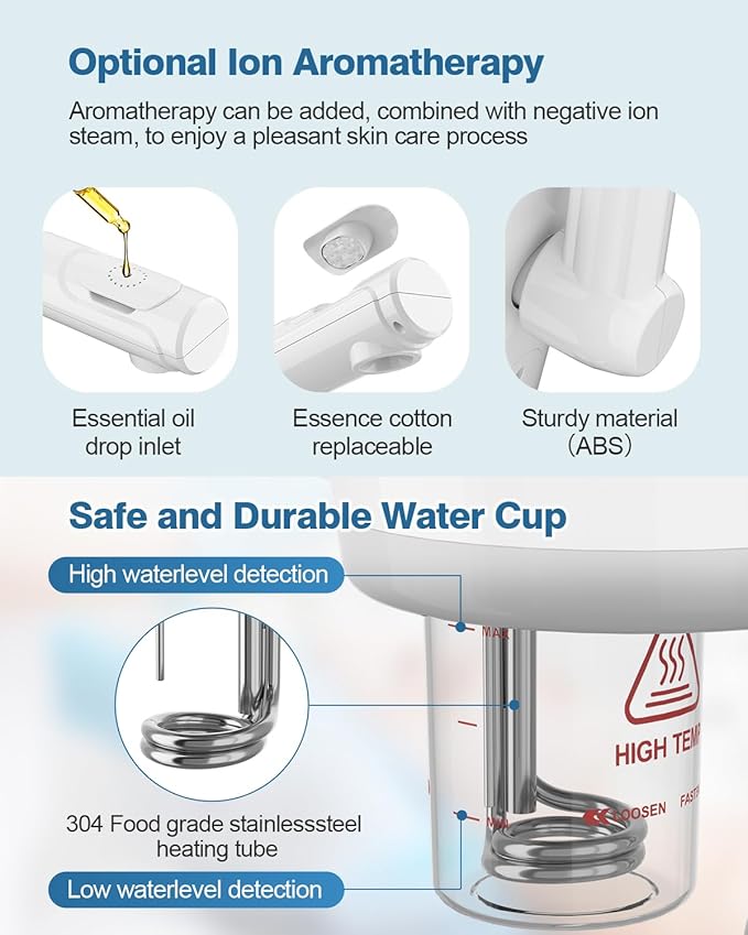 Kingsteam 2 in 1 Hot and Cold Facial Steamer, 30 Min Timer, Ionic Facial Steamer for Home, Esthetician, Professional Nano Water Mist with Large Water Volume for Beauty Salons - Ozone Facial Sprayer