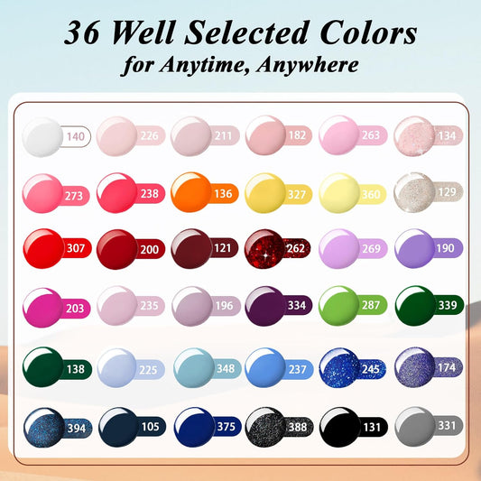 PHOENIXY Gel Nail Polish Kit with U V Light 48W, 56 Pcs 108 Effect Gel Nail Polish Kit Base Glitter Matte Top Coat Manicure Tools Gifts for Women