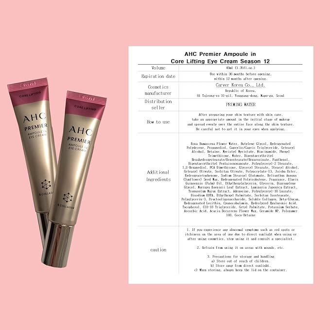 Deep Hydration & Brightening, Korean eye cream for AHC PREMIER AMPOULE IN EYE CREAM Season 12, (1.35 fl.oz. X 2ea)