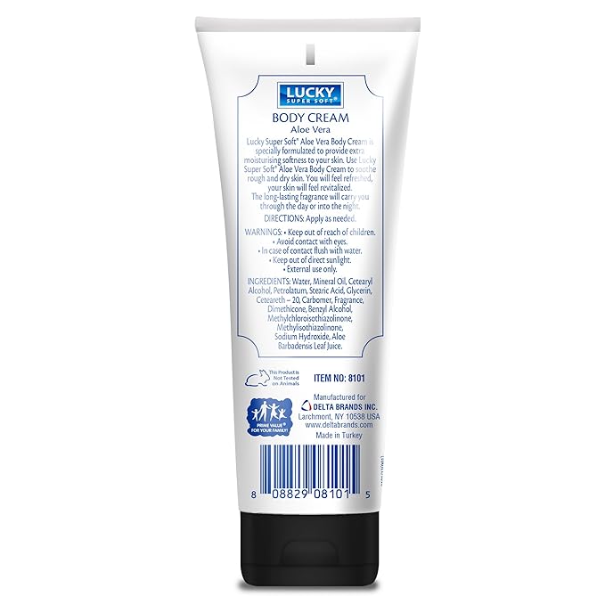 Lucky Super Soft Body Cream, Aloe Vera, 8 Ounce