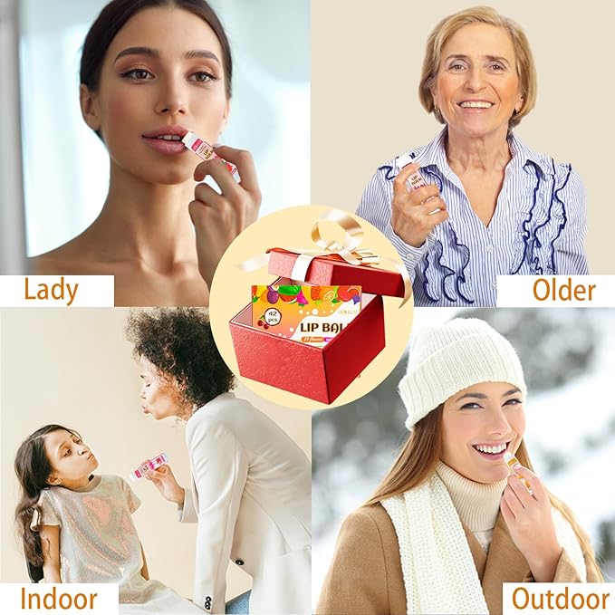 42 Pack Lip Balm, Natural Lip Balm Bulk with Shea butter, Vitamin E and Coconut Oil, Moisturizing for Chapped Lips, best lip care, Suitable for people of all ages - 14 flavors 0.15 Oz