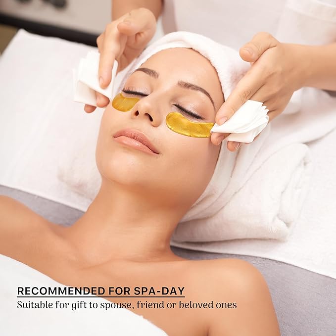 24k Gold Under Eye Mask, Reduce Puffy Eyes, Wrinkles And Undereye Bags (20 Pairs) Dark Circles Under Eye Treatment, Eye Cooling Mask, Gel Under Eye Patches With Vitamin E And Collagen.