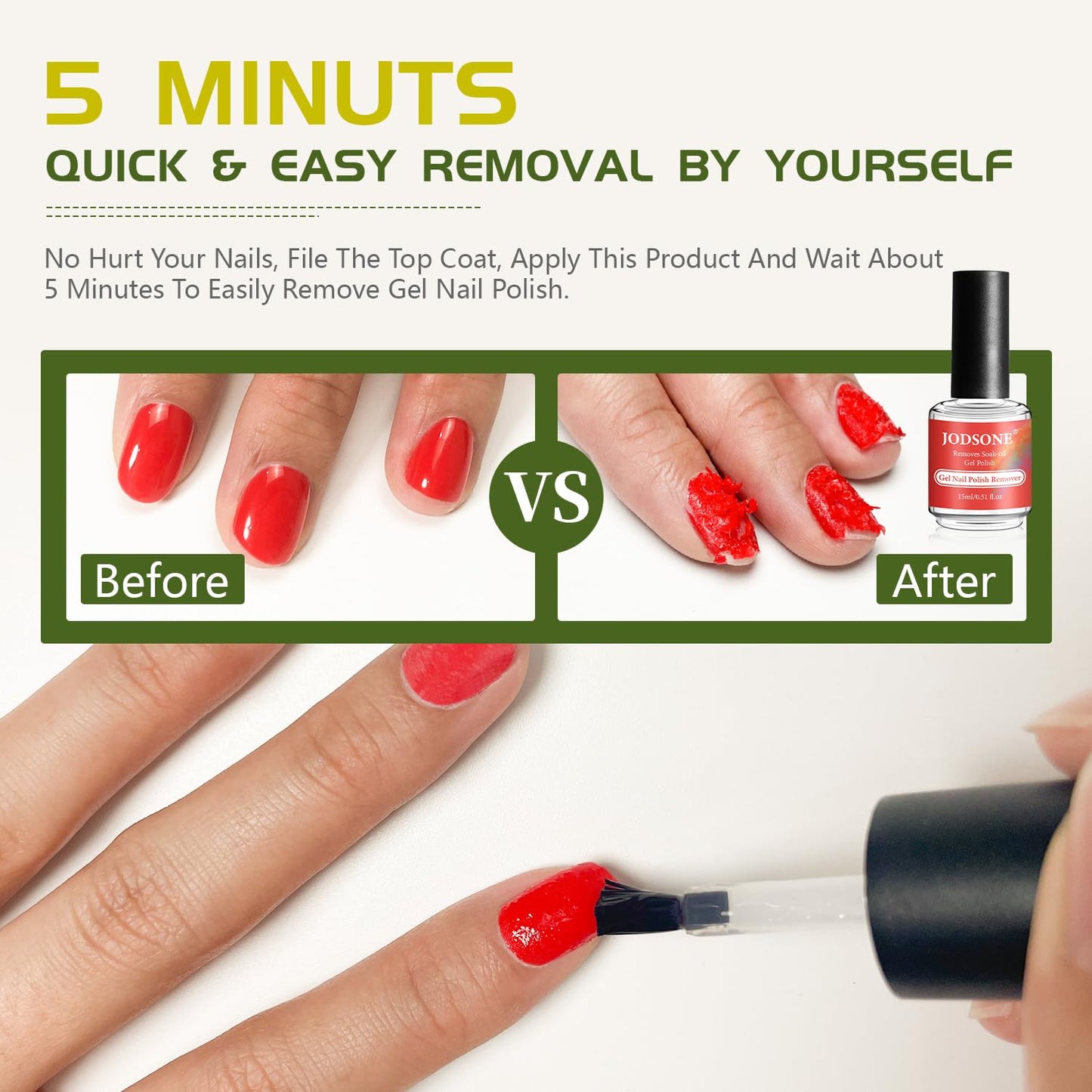 JODSONE Gel Nail Remover Quick Gel Nail Polish Remover and Base Coat Top Coat Simple Set is Suitable for Beginners to Try