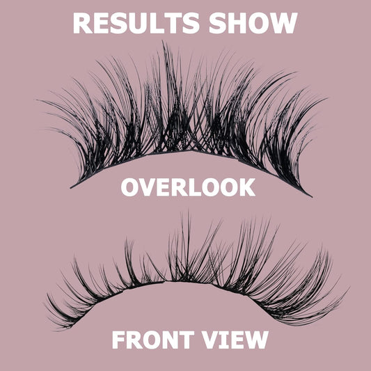 QUEWEL Cluster Lashes 72 Pcs Wide Stem Individual Lashes C/D Curl 8-16mm Length DIY Eyelash Extension False Eyelashes Fluffy02 Styles Soft for Personal Makeup Use at Home (Fluffy02-D-MIX8-16)