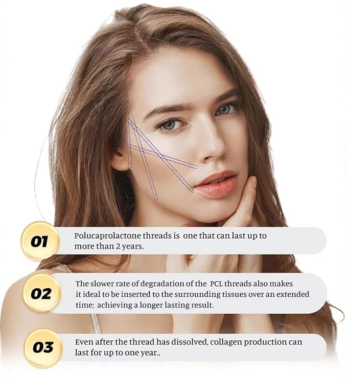 ACADA PCL Cog Threads Face Lift PCL Threads for Face Lift Cog 18G100mm Cog Threads Face Lift 360R Bi-Direction Cog Type Bullet Blunt Cog Threads 20Pcs