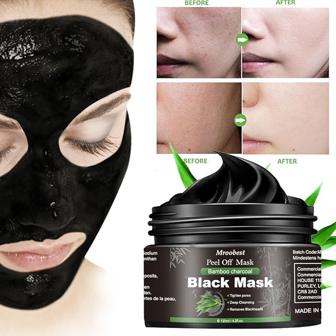 Peel Off Face Mask, Charcoal Peel Off Black Mask, Deep Cleansing Facial Mask, Facial Purifying and Clean Blackhead, for All Skin Types
