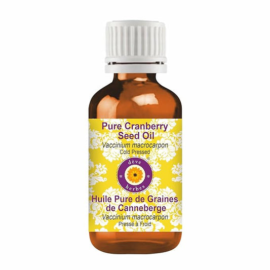 Deve Herbes Pure Cranberry Seed Oil (Vaccinium macrocarpon) Cold Pressed 100ml (3.38 oz)