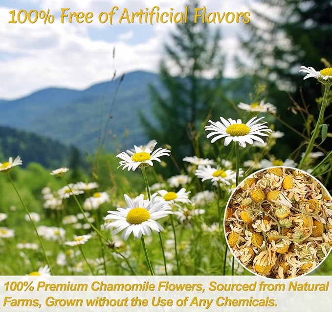 135 Premium Chamomile Tea Bags, Made with 100% Pure Natural Chamomile Flower, Caffeine Free & Non-GMO.