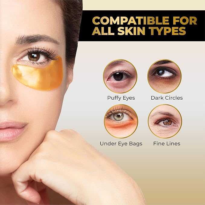 Under Eye Patches (25 Pairs) - Skin Care - Beauty Eye Mask - Eye Patches - Gift for Men - Gift for Women - Luxury Golden Eye Masks - Travel Essential - Gift Set