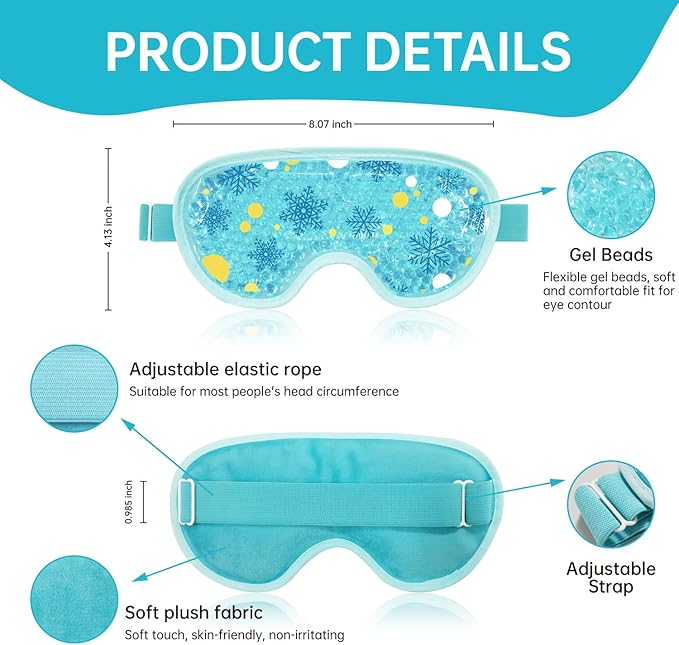 Cooling Eye Mask Cold Eye Compress Mask for Puffy Eyes, Reusable Eye Ice Pack Gel Ice Eye Mask for Tired Eyes, Eyes Surgery, Migraines, Stress Relief, Itchy Eyes, Skin Care, Eye Spa 2PCS