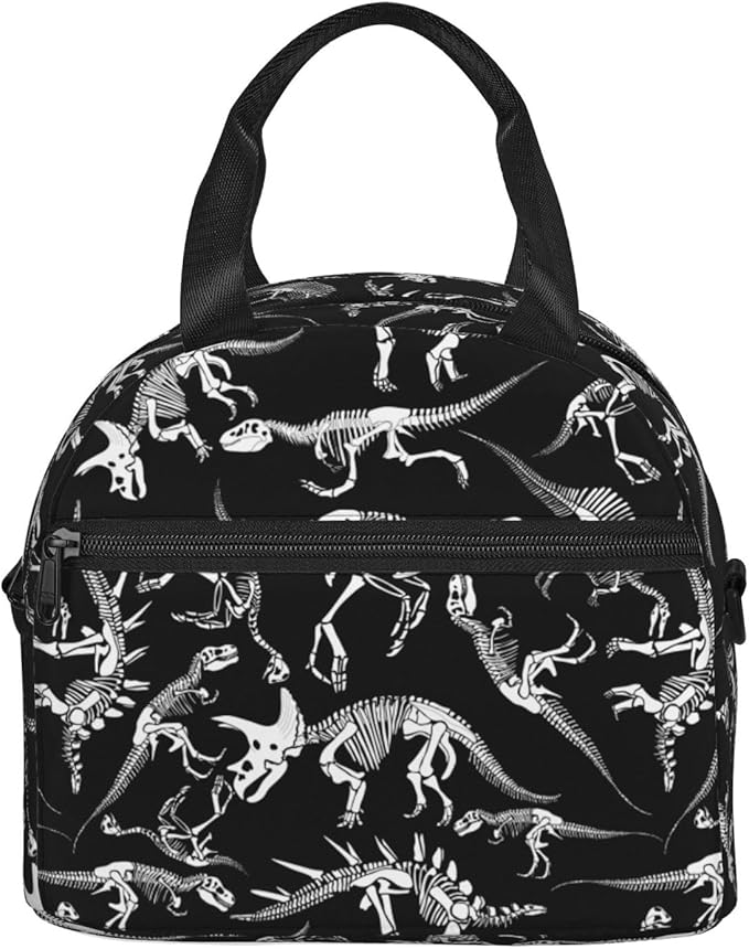 bassyil Dinosaur Insulated Lunch Bag Reusable Lunch Box With Adjustable Shoulder Strap Cooler Tote Bag For Men Women