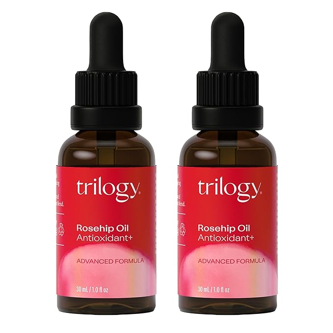 Trilogy Certified Organic Rosehip Oil Antioxidant+ Duo, With Enriching Antioxidants & Essential Fatty Acids, 1.0 fl oz Each