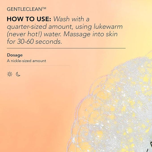 CLEARSTEM - GENTLECLEAN Vitamin C Infused Calming Wash - Facial Cleanser, Makeup Remover - Goldenseal + Green Tea - Facial Skin Care Products - Vegan, Gluten Free, Cruelty Free - 6 fl oz / 207ml