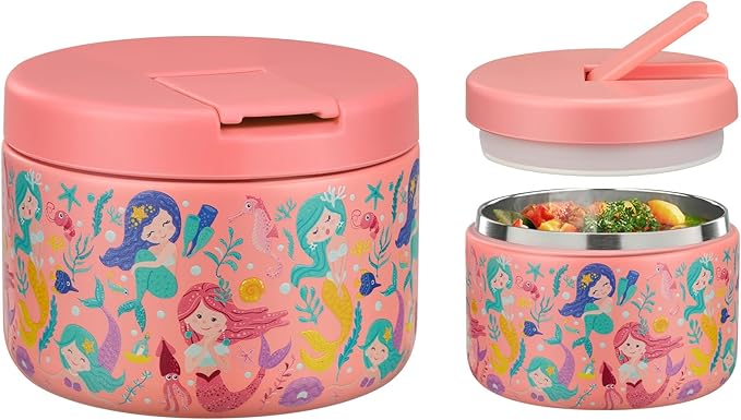 12oz Kids Soup Thermo for Hot Food Insulated Vacuum Food Jar with Buckle Lid, Stainless Steel Wide Mouth Leak Proof Lunch Container for School Travel 1 Pack