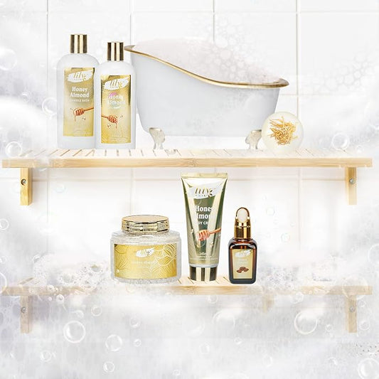 Mothers Day Gifts for Mom - 7-Piece Honey Almond Spa Gift Set for Women, Bath & Body Gift Set, Bath Collection with Bath Bomb & More | Christmas, Birthday Gifts for Her, All Occasion Holiday Present