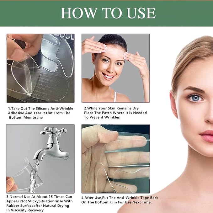 Forehead Wrinkle Patches Reusable made of Silicone | Forehead Wrinkles Treatment | Silicone Patches For Wrinkles | Non Invasive Reusable Wrinkle Smoothers…, Clear