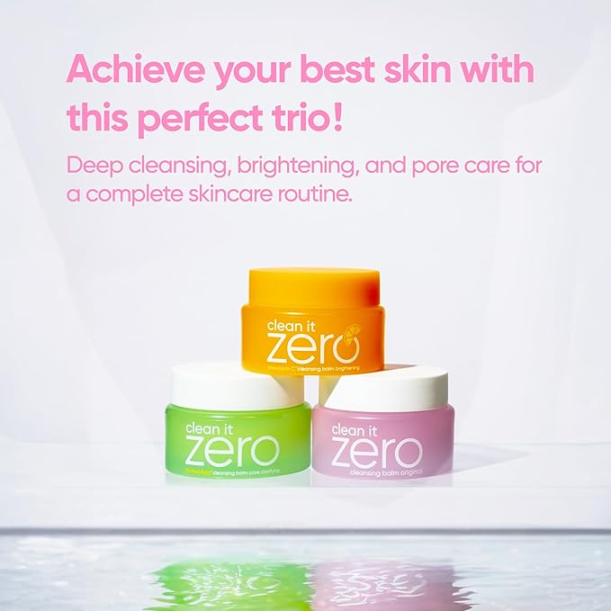 BANILA CO Clean it Zero Best of Balms Trio: Original, Brightening, Pore Clarifying (Pack of 3 travel sized balms, 25ml each)
