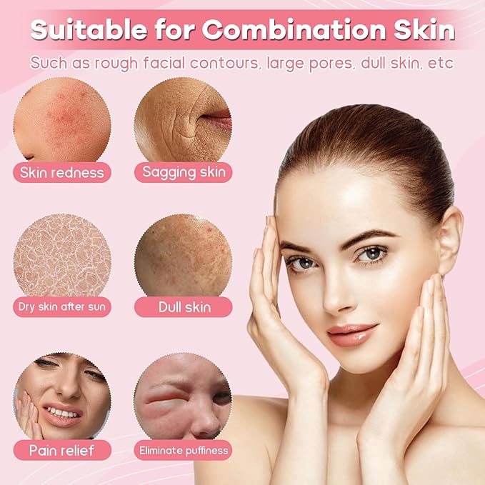 2 Pack Ice Roller for Face, Ice Cube Roller for Face Neck Body and Eye Ice Face Roller Tones Skin Eliminates Puffiness Face Ice Mold Ice for Face Gua Sha, Ice Roller for Face Women Men (Pink Blue)