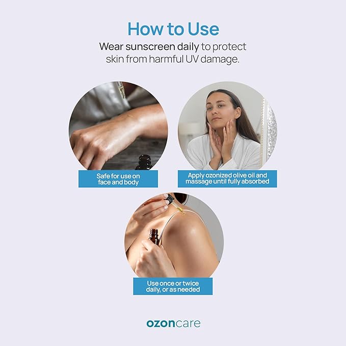 Ozonated Olive Oil - Moisturizing, Nourishing and Purifying Oil, Skin Treatment, Natural Products, Sensitive and Damaged Skin, Accelerates Skin Repair - VEGAN, Paraben Free - 1.05Oz/30 g