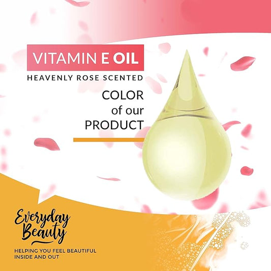 Organic Vitamin E Oil - Heavenly Rose Scented USDA Certified 100% All Natural Plant Based 2oz - Lightweight & Great for Scars After Surgery - For Face, Skin and Nails - Reduce Wrinkles, Anti Aging