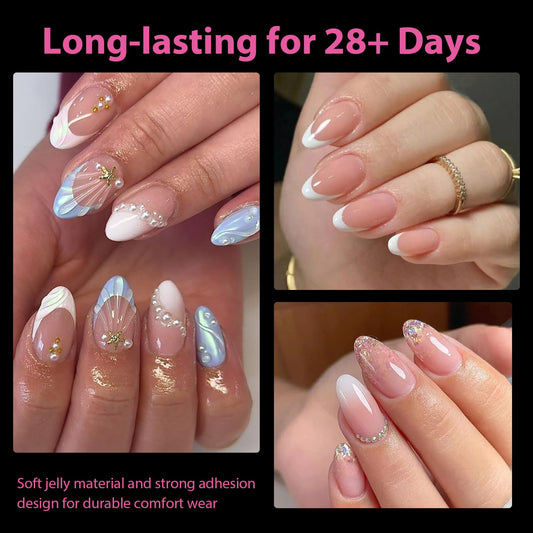 UNA GELLA Short Oval Almond Fake Nails 504pcs Press on Nails Pre-shape Short Almond Round Gel Nail Tips for Full Cover Acrylic False Nails For Nail Extension Home DIY Salon 12 Sizes False Gelly Tips