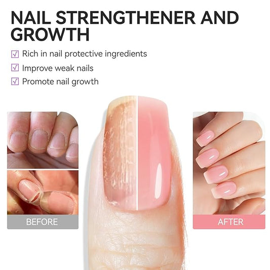 Nail Strengthener Protein for Damaged Nails: Pink 6 in 1 Natural Nail Hardener Extra Strong and Growth - Long Lasting Repair for Damaged Nails - Growth Oil for Salon Home Daily Work