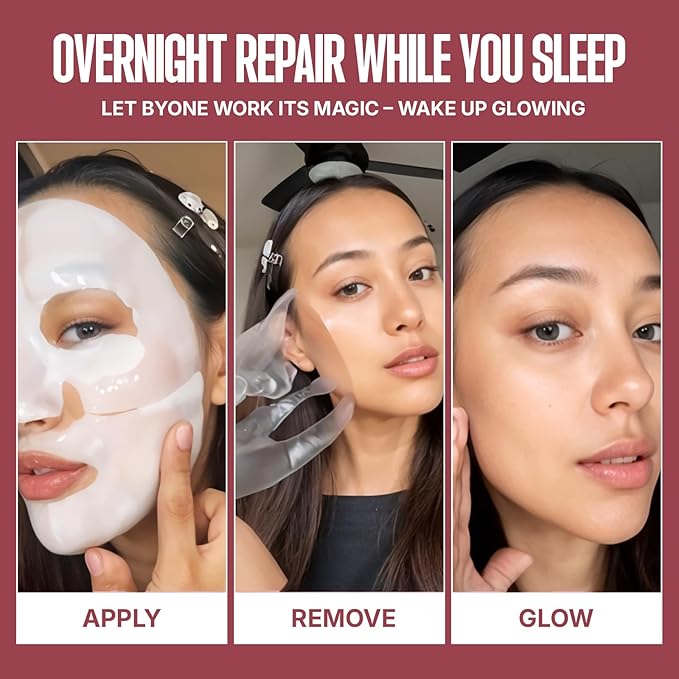 BYONE Bio Collagen Face Mask – Hydrating & Anti-Aging Sheet Mask for Glowing Skin – Natural Korean Skincare – Firming, Moisturizing & Soothing – 4 Pack