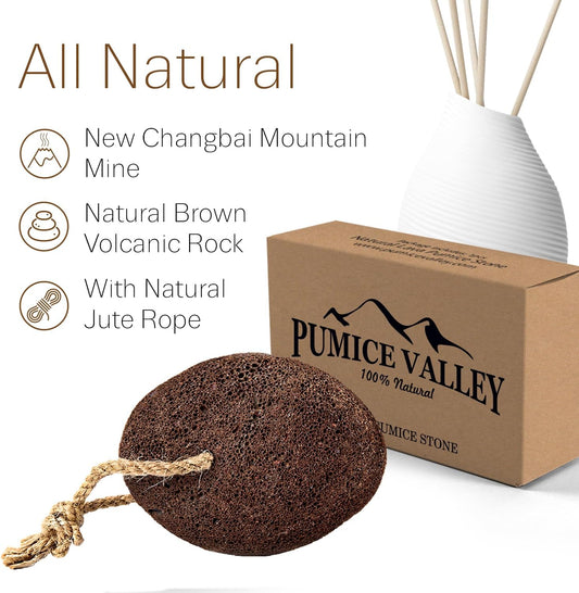 Pumice Stone - Natural Earth Lava Brown - Callus Corn Remover for Feet Heels and Palm - Pedicure Exfoliation Tool - Dry Dead Skin Scrubber - Health Foot Care