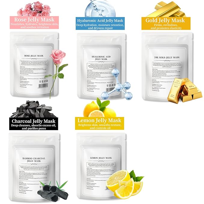Peel-Off Jelly Mask Hydrating Cleaning Mask Spa Easy DIY Home Spa, Hydrating Icy Jelly Mask For Skin ROSE+HYALURONIC