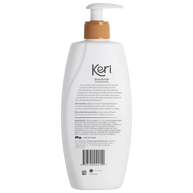 Keri Whole Body Therapy Original Shea Butter Lotion, Continuous Moisturization, 3 Essential Moisturizers (Vitamin E, Aloe and Sunflower Seed Oil) 15 oz. (Pack of 2)