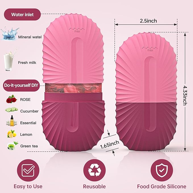 Ice Face Roller, Ice Cube Roller for Face，Facial Beauty Ice Roller Skin Care Tools,De-Puff Eye Bags, Reduce Migraine Pain（Red）