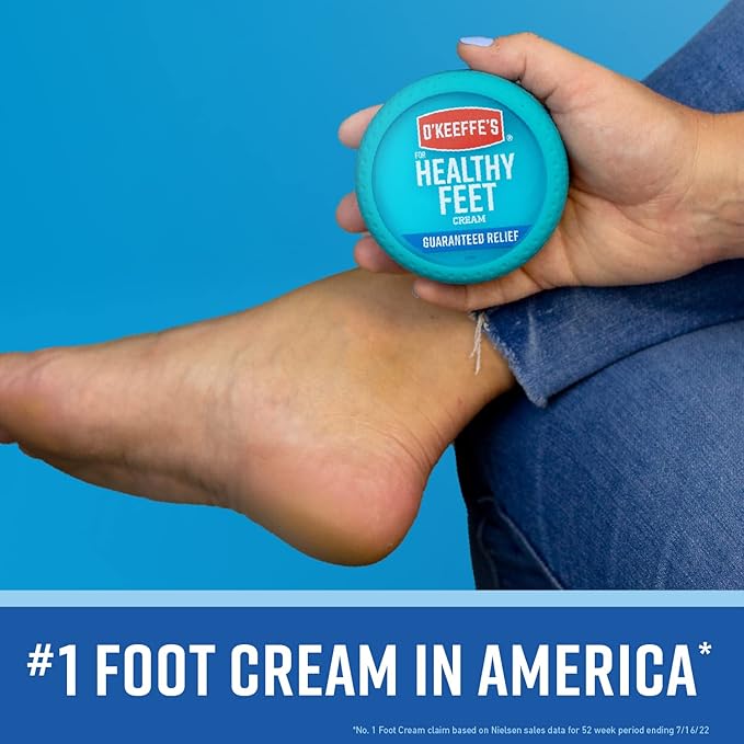 O'Keeffe's for Healthy Feet Foot Cream - 6.4 oz Jar (1 Pack) - Guaranteed Relief for Extremely Cracked, Dry Feet, Repairing Skincare, Instantly Boosts and Retains Moisture Levels