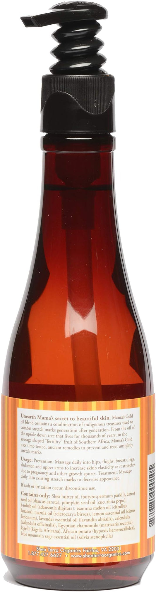 Shea Terra Organics Mama and Baby Collection | Mama’s Gold Stretch Mark Wonder Oil| Non Toxic All Natural Maternity & Postpartum Belly Oil for Stretch Marks Prevention & Cellular Skin Repair – 8oz