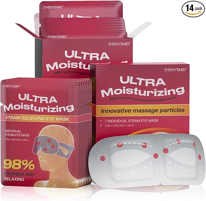 3D Self Heated Eye Mask for Dry Eyes with 100+ Soft Beads,Steam Eye Mask for Sleeping,Relaxation, Disposable, Spa, Travel Gifts for Women, Men 14