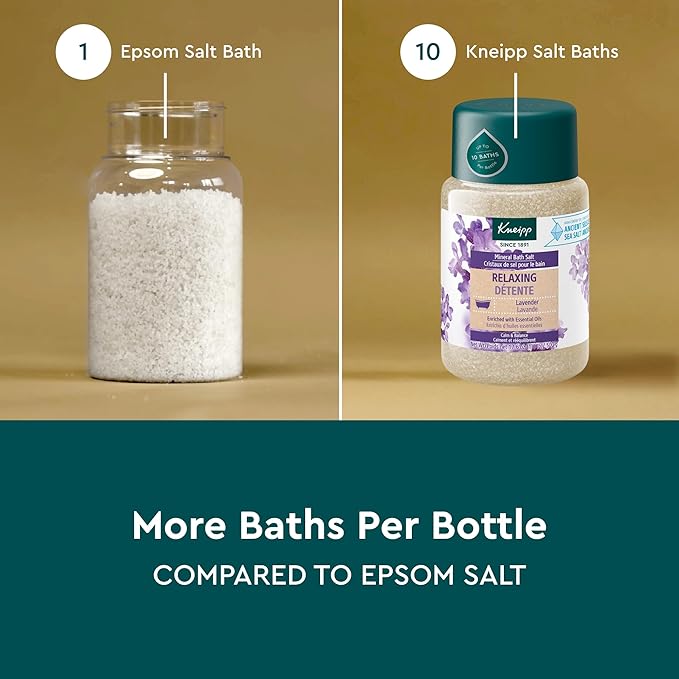 Kneipp Relaxing Mineral Bath Salt with Lavender - Good for Relaxation - 17.6 oz - Up to 10 Baths