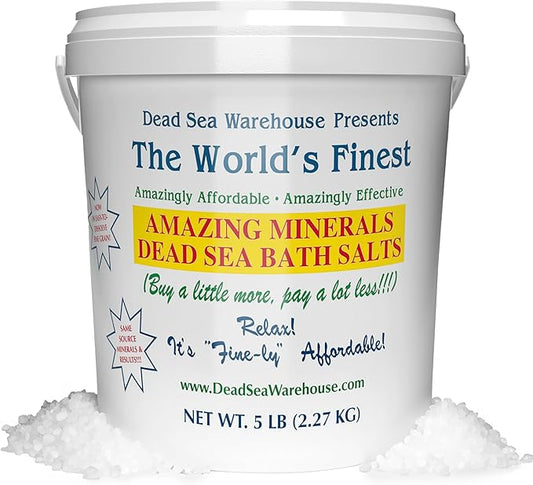 Dead Sea Warehouse-Amazing Minerals Dead Sea Bath Salts,100% Full Mineral Therapeutic Bath Salts, Detoxifying & Moisturizing, Exfoliating for Dry Skin, Unscented(5 lbs)